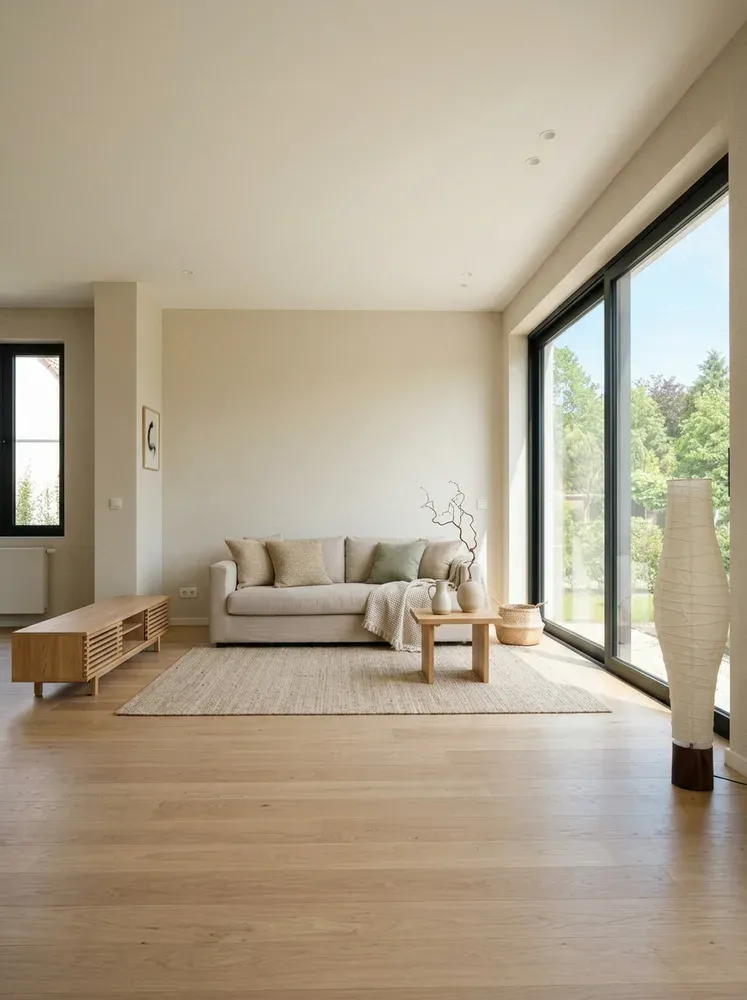 Living room restyled in Japandi style