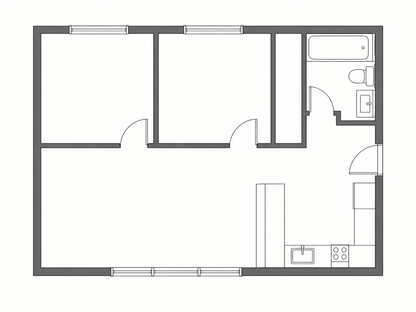 Illustrative two-bedroom apartment floor plan