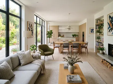 Furnished room rendered from a floor plan