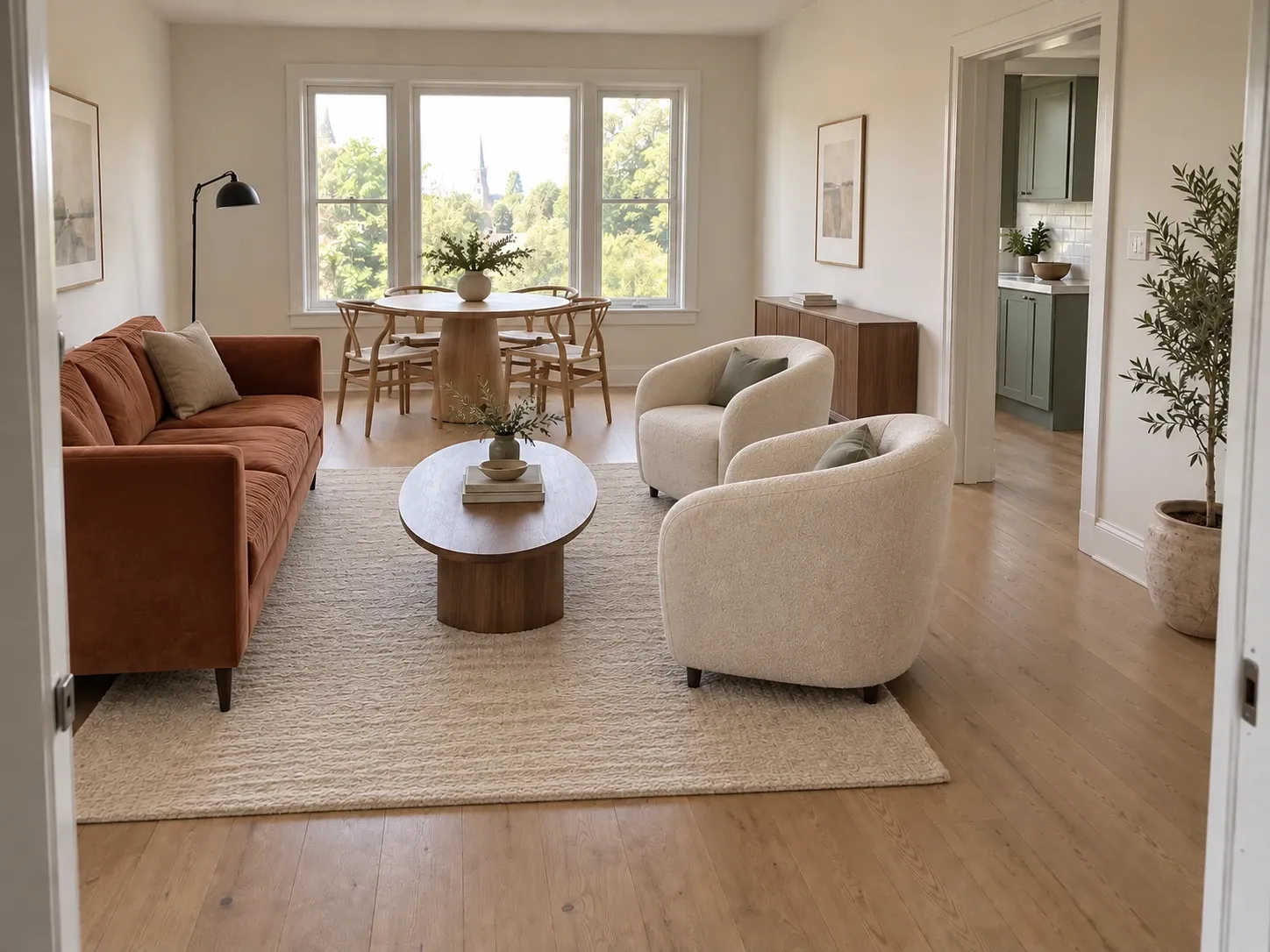Illustrative living room furniture rearrangement