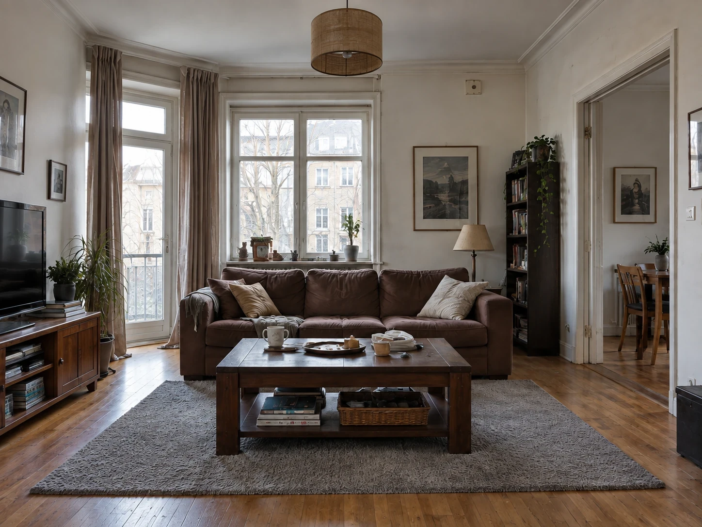 Living room restyled in Japandi: before