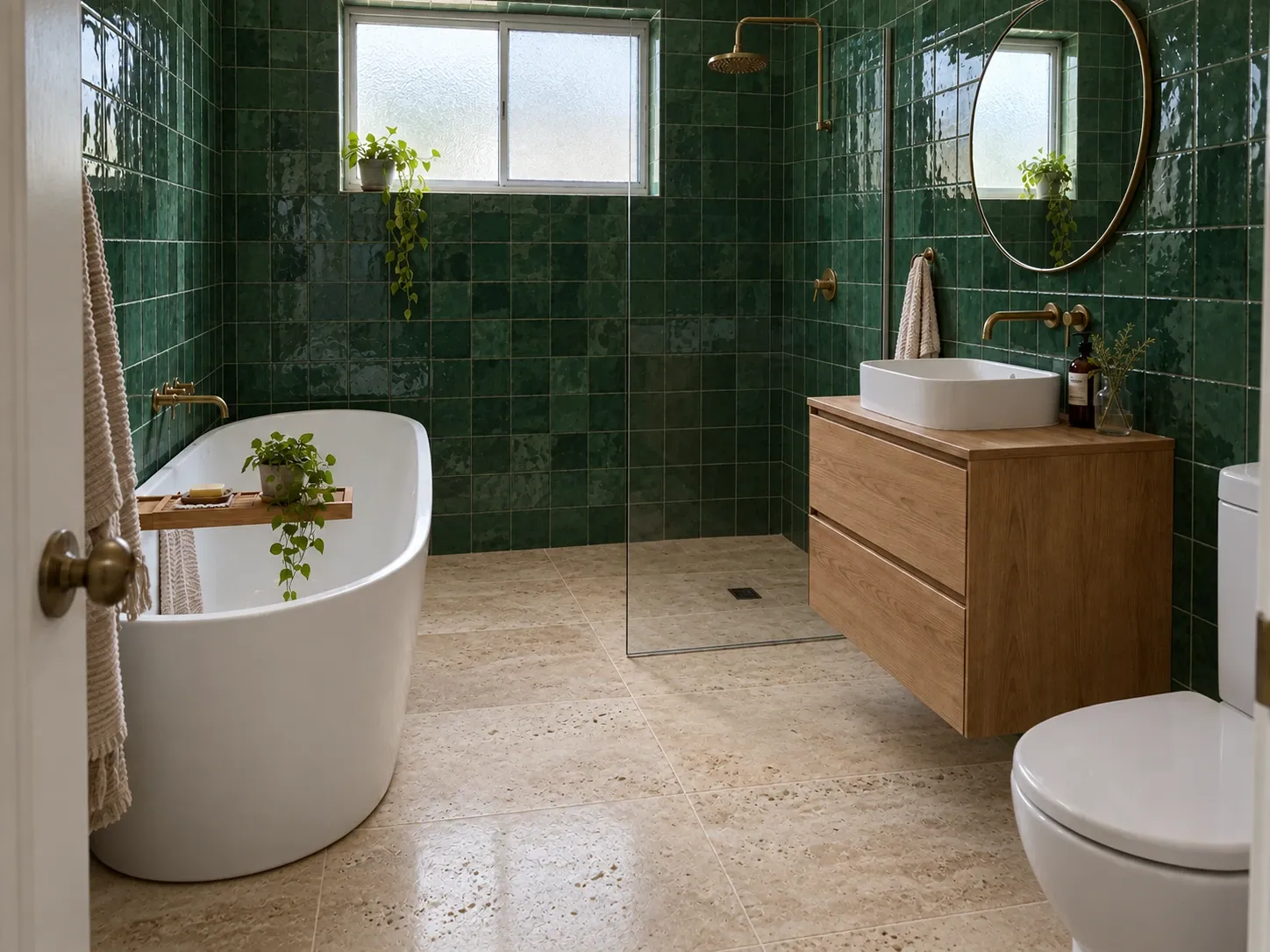 Illustrative bathroom wall and floor finish transformation